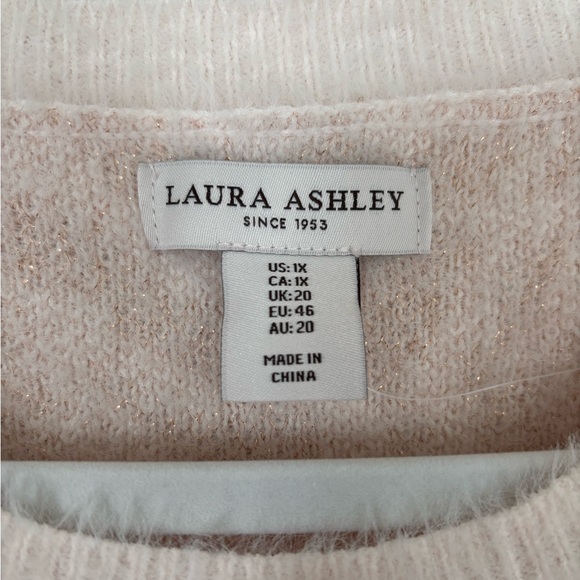 Laura Ashley Floral Patterned blush metallic Sweater 1X - Picture 2 of 8